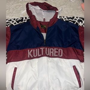 LARGE KULTURED HALF ZIP RAIN JACKET W/ HOOD